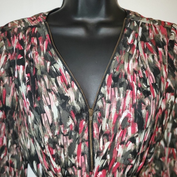 *IZ Byer* Sheer Smeared Abstract Peasant Dress - Picture 2 of 7